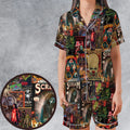 Vintage Scary Satin Short-Sleeve Pajamas Set