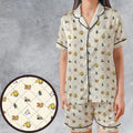 Final Fantasy Sleeping Creatures Pattern Satin Short-Sleeve Pajamas Set