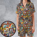 Memory Lane Satin Short-Sleeve Pajamas Set