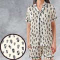 Baby Monsters Pattern Satin Short-Sleeve Pajamas Set