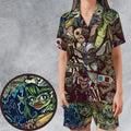 Tropical Gremlins Satin Short-Sleeve Pajamas Set