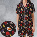 Twin Peaks Pattern Satin Short-Sleeve Pajamas Set