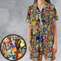 999 Happy Haunts Satin Short-Sleeve Pajamas Set