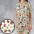 Vintage Trend Matte Scratch & Sniff Satin Short-Sleeve Pajamas Set