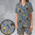 70s Saturday Morning Superhero Cartoon Satin Short-Sleeve Pajamas Set