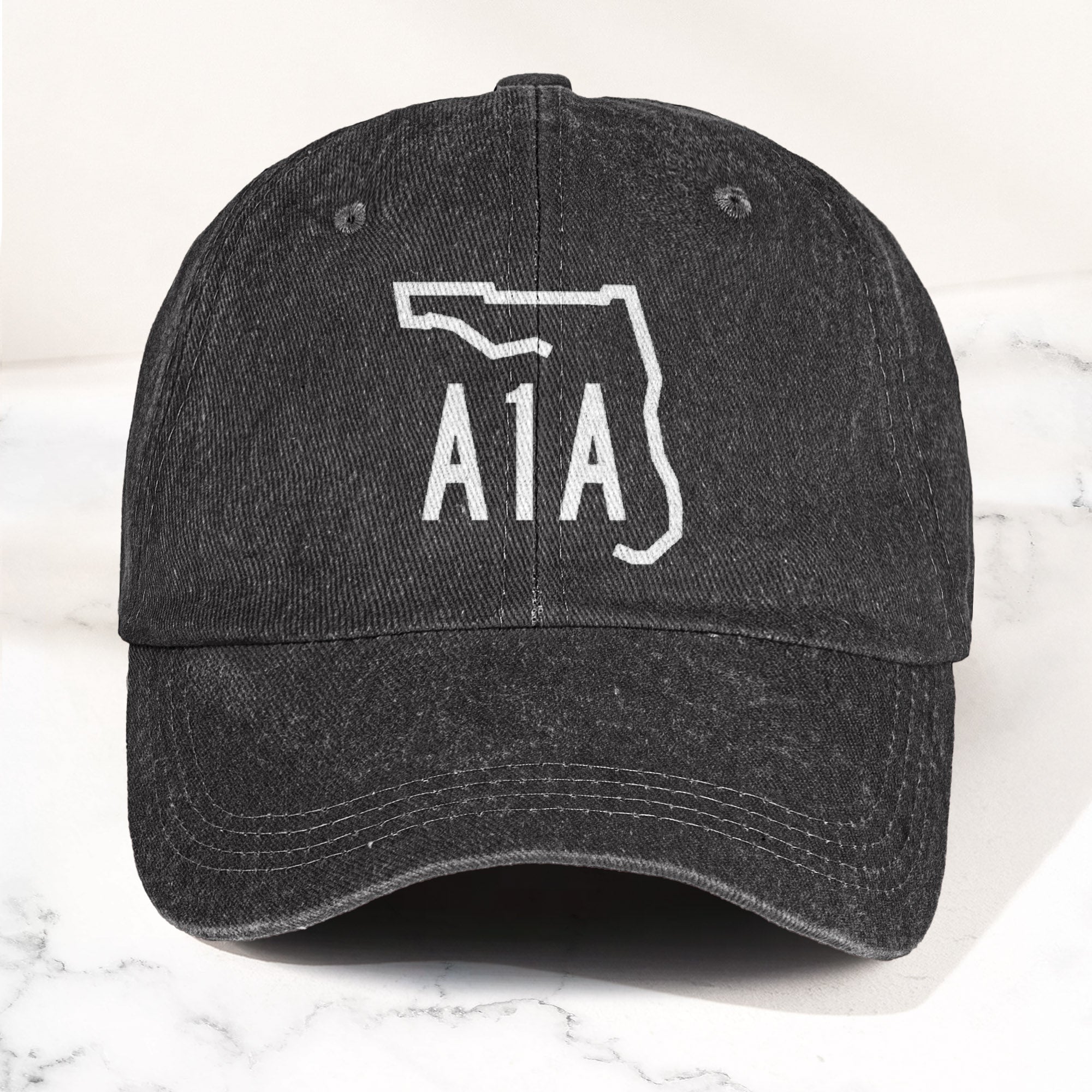 A1A Highway Sign Florida Denim Cap Retro Jimmy Buffett Inspried Hat (With Box)