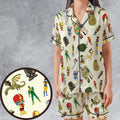 Herculoids and The Rest Of Hanna Barbera Space Stars Satin Short-Sleeve Pajamas Set