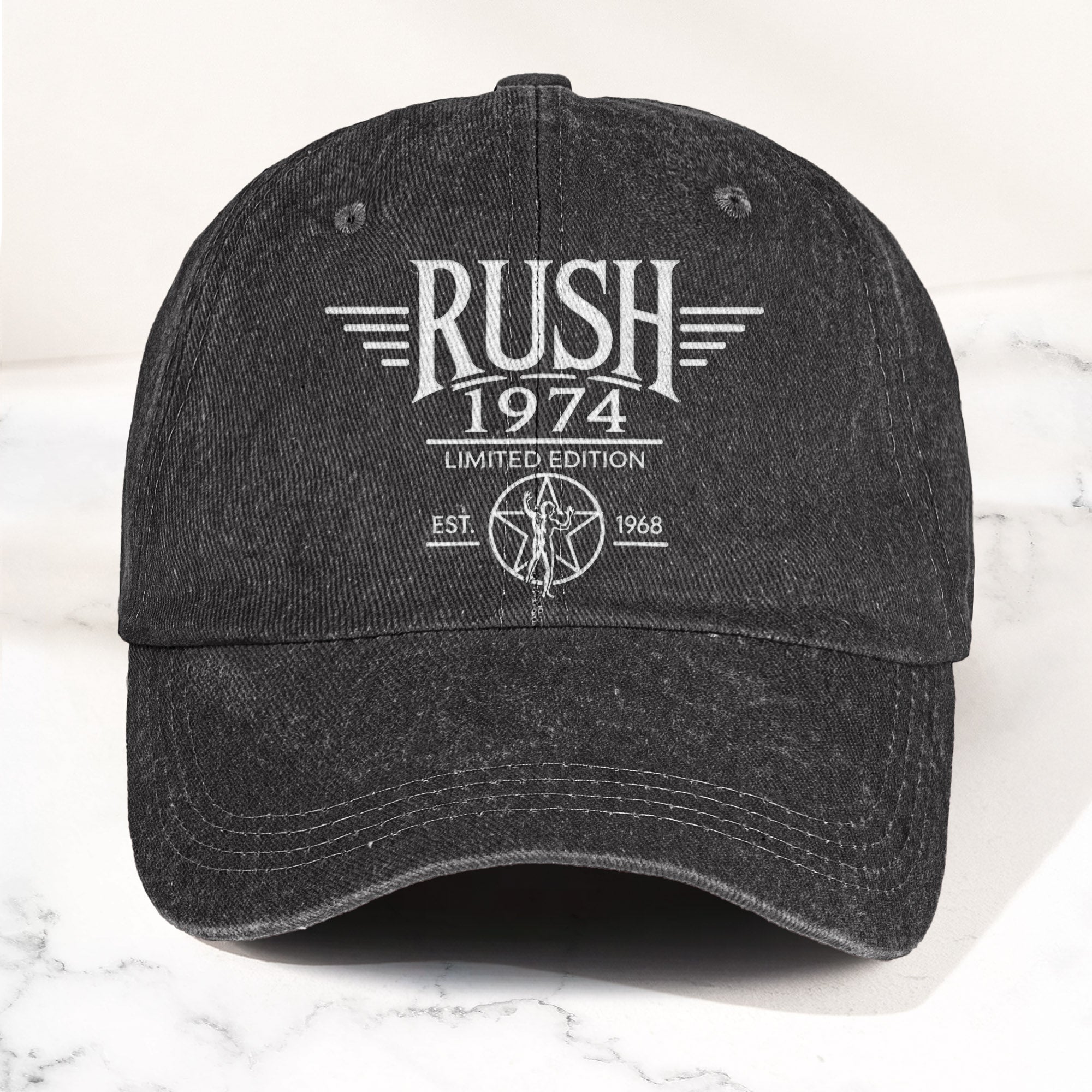 Rush Band Logo 1974 Starman Denim Cap Vintage Dad Cap Gift For Dad (With Box)