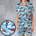 Parody Couples Duo Ambiguously Satin Short-Sleeve Pajamas Set