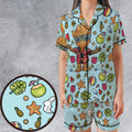 Summer Galaxy Groot Satin Short-Sleeve Pajamas Set