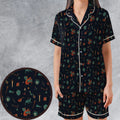 DnD Items and Monsters Pattern Satin Short-Sleeve Pajamas Set