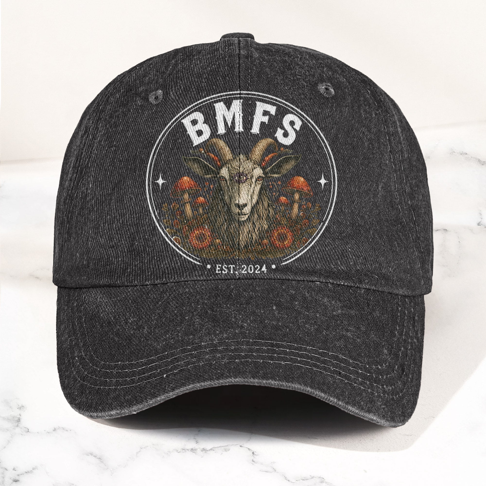 Billy Strings BMFS Goat Three Eyed Goat Mushroom Vintage Graphic Denim Cap Retro Vintage Dad Cap Gift For Dad (With Box)