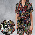 DC Villains Chibi Satin Short-Sleeve Pajamas Set