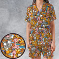 Garfield and Friends Satin Short-Sleeve Pajamas Set
