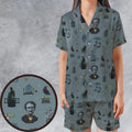 The Dark Themed Edgar Allan Poe Satin Short-Sleeve Pajamas Set