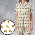 Pug Hot Yoga Pattern Satin Short-Sleeve Pajamas Set