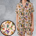 Garfield And Odie Christmas Sleigh Satin Short-Sleeve Pajamas Set