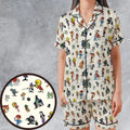 The Adventures of Rocky and Bullwinkle and Friends Characters Pattern Satin Short-Sleeve Pajamas Set