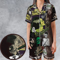 Vintage Bride Of Frankenstein Satin Short-Sleeve Pajamas Set