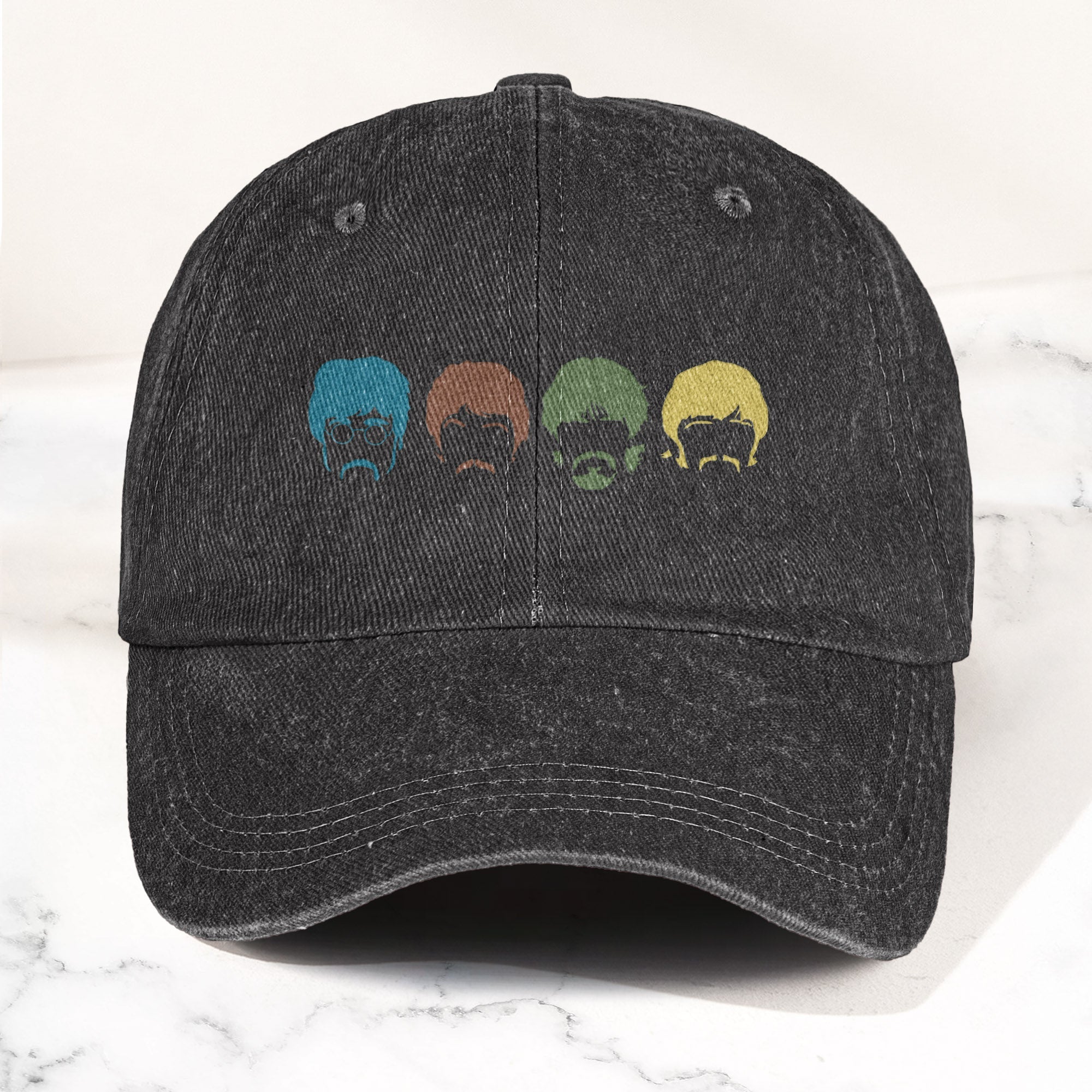 The Fabulous Four Faces Denim Cap Retro The Beatles Tribute Merch Dad Hat (With Box)
