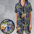 I Myself Am Strange Unusual Beetlejuice Satin Short-Sleeve Pajamas Set