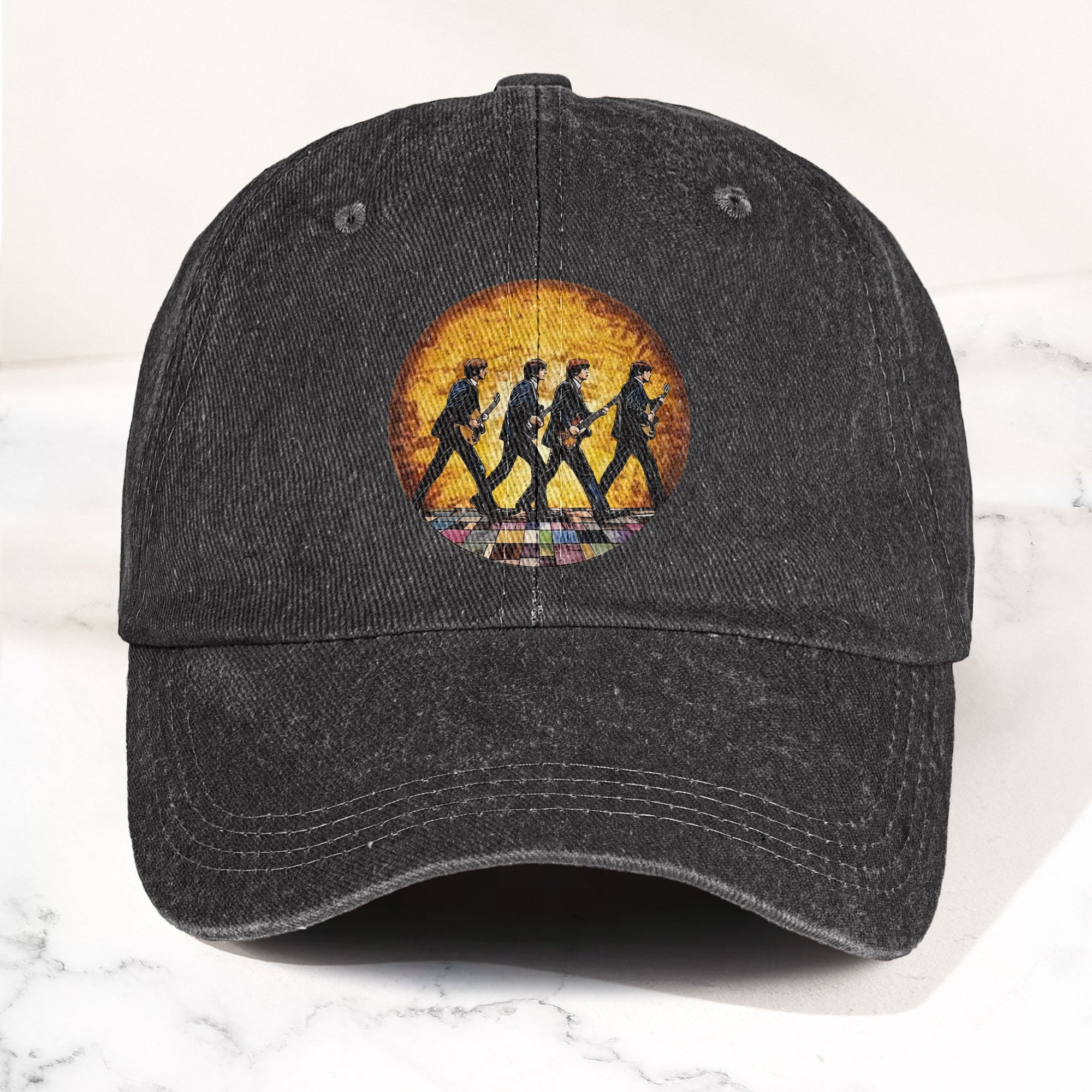 The Beatles Retro Crossing Album Art Sun Catcher Denim Cap Iconic Album Design ( With BOX)
