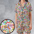 Tiki Room With Orange Bird Satin Short-Sleeve Pajamas Set