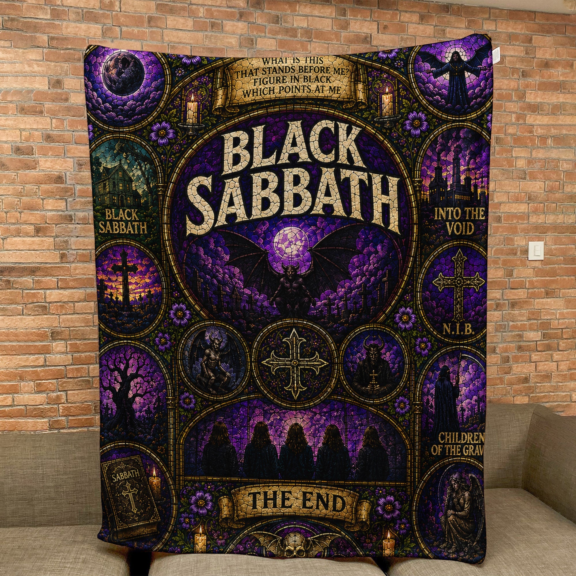 Black Sabbath Sherpa Blanket The End Stained Glass Blanket