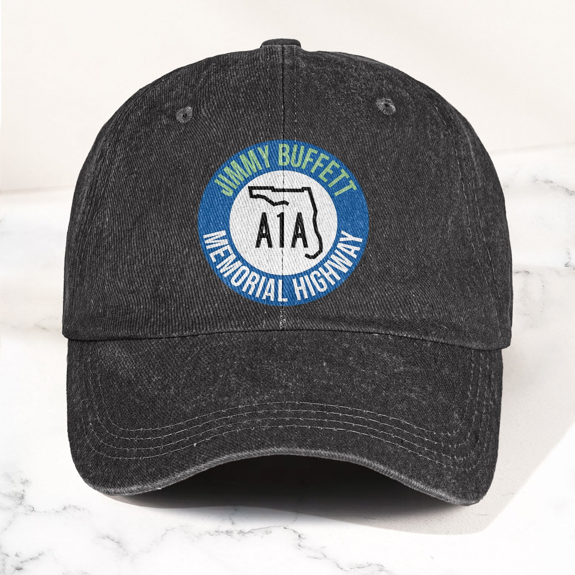 Jimmy Buffett A1A Memorial Highway Denim Cap Retro Jimmy Buffett Tribute Dad Hat (With Box)