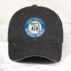 Jimmy Buffett A1A Memorial Highway Denim Cap Retro Jimmy Buffett Tribute Dad Hat (With Box)