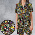 Super Mario Characters All In One Pattern Satin Short-Sleeve Pajamas Set
