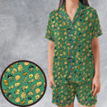 Terror Attack Cute Horror Characters Halloween Satin Short-Sleeve Pajamas Set