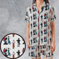 The Breakfast Club Characters Pattern Satin Short-Sleeve Pajamas Set