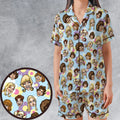 Retro TV The Brady Bunch Characters Satin Short-Sleeve Pajamas Set