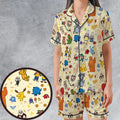 Nostalgia Train Satin Short-Sleeve Pajamas Set
