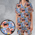 To The Rescue The A Team Pattern Satin Short-Sleeve Pajamas Set