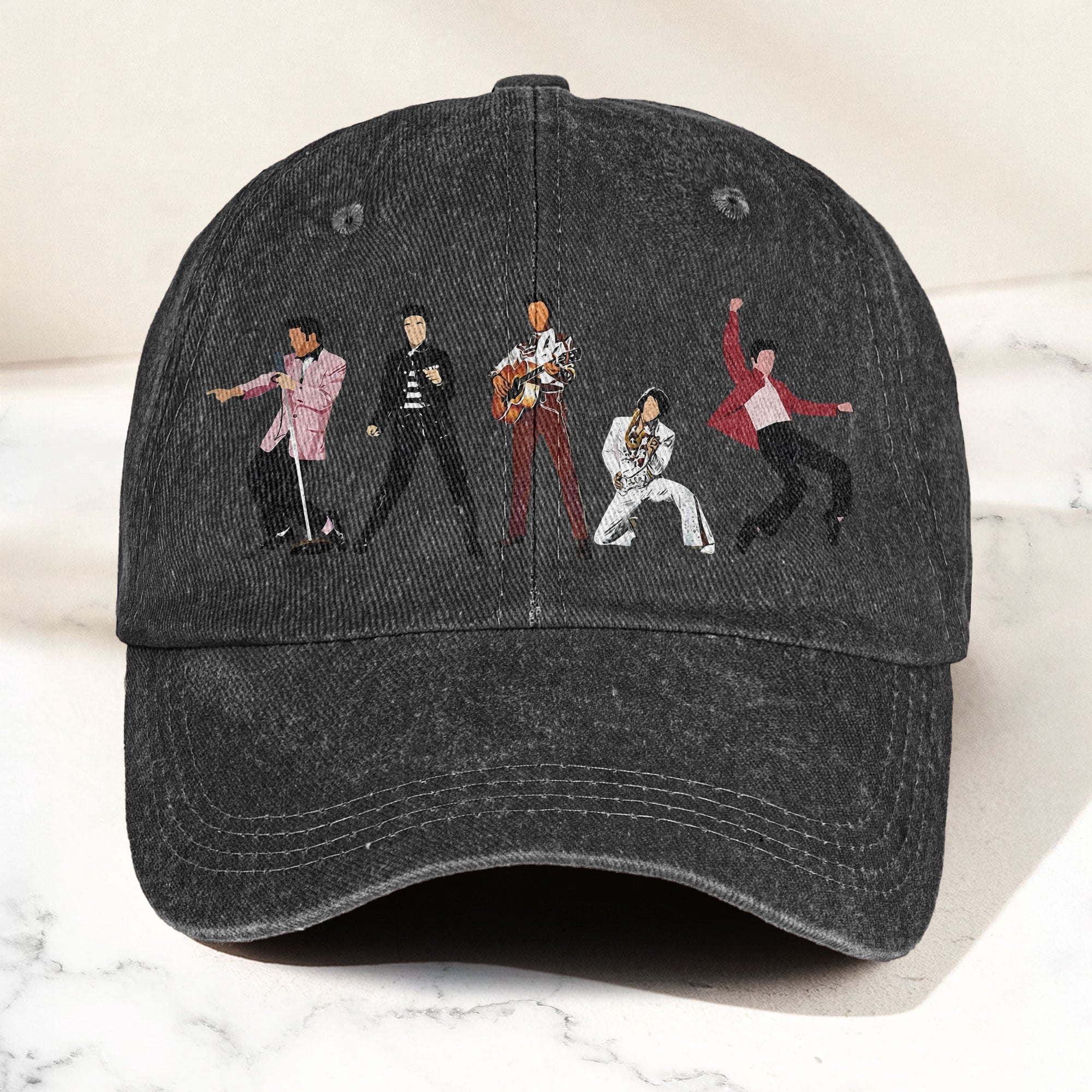 Elvis Presley Denim Cap Iconic Eras Graphic Dad Hat (With Box)