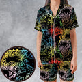 Eevee Pokemon Black Satin Short-Sleeve Pajamas Set