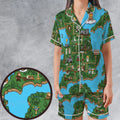 Pixel Art Python Monty Python Satin Short-Sleeve Pajamas Set
