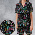 Haunted Mansion Map Satin Short-Sleeve Pajamas Set