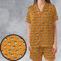 Fred Flintstone Expressions Pattern Satin Short-Sleeve Pajamas Set