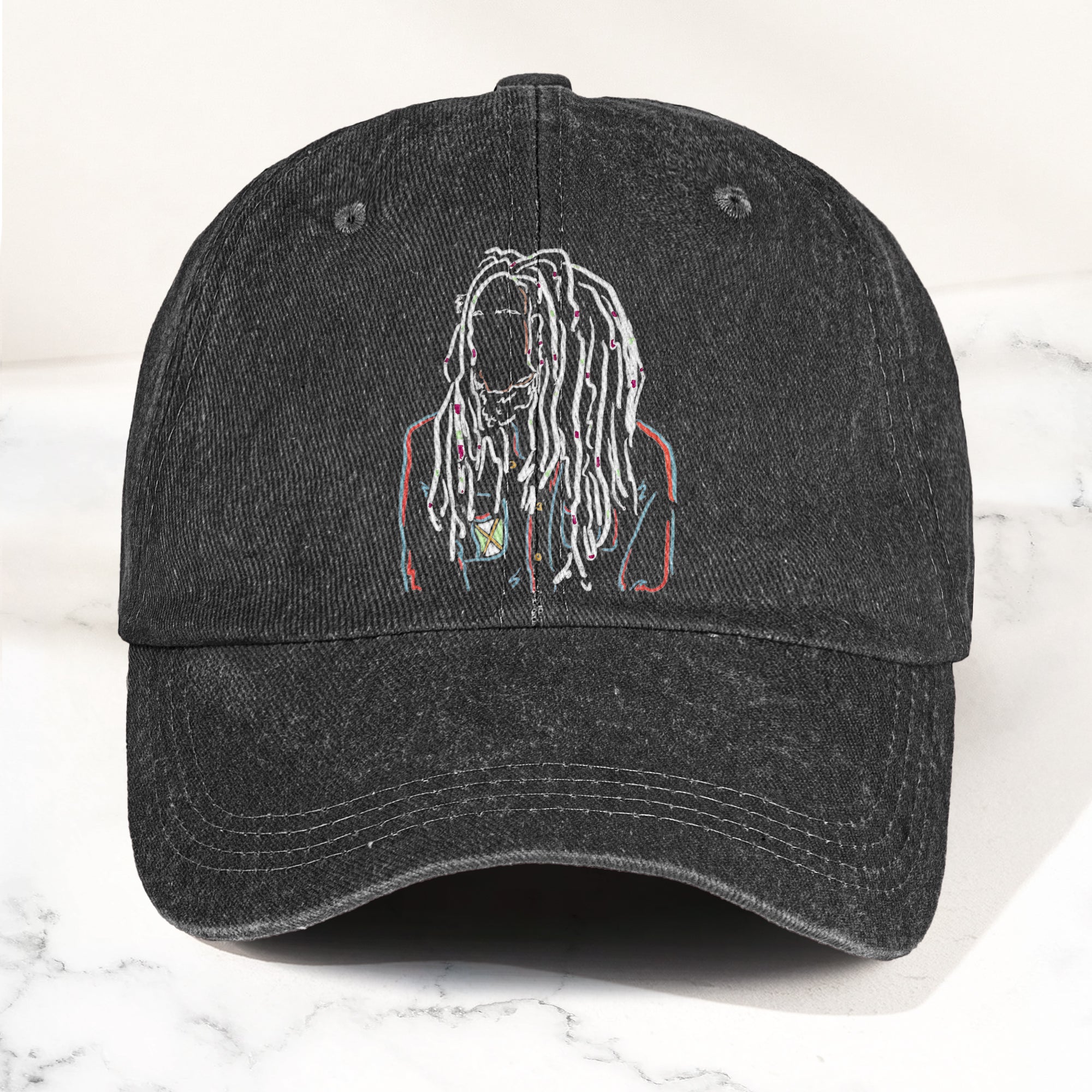 Bob Marley Portrait Casual Denim Cap Retro Music Fan Concert Cap Gift For Dad (With Box)