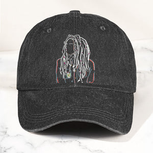 Bob Marley Portrait Casual Denim Cap Retro Music Fan Concert Cap Gift For Dad (With Box)