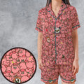 Cute Kirby Waddle Doo Bandana Waddle Dee Meta Knight Kirby's Characters Satin Short-Sleeve Pajamas Set