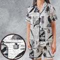 Nevermore The Raven Edgar Allan Poe Satin Short-Sleeve Pajamas Set