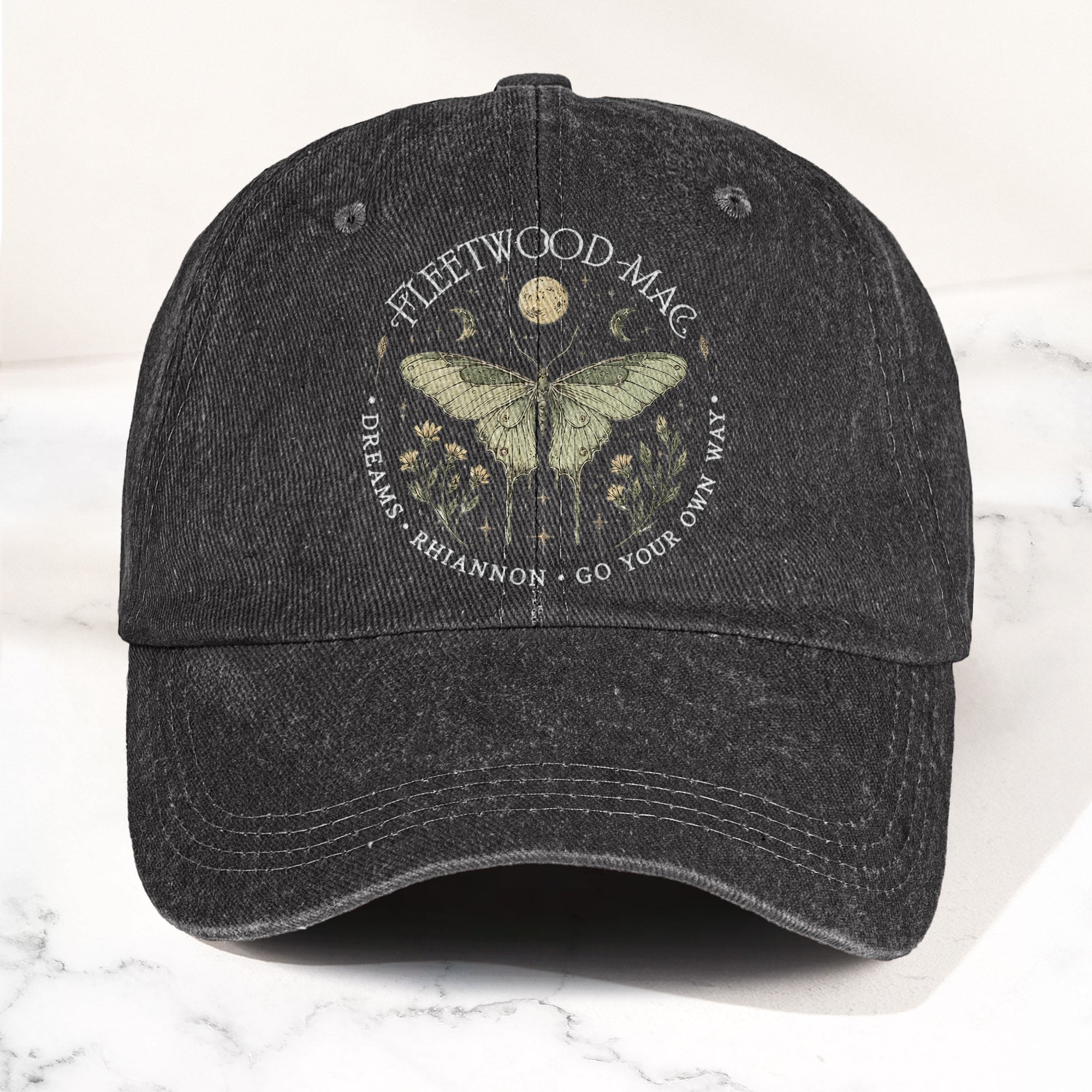Fleetwood Mac Butterfly Mystical Graphic Vintage Denim Cap Retro Dad Cap (With Box)