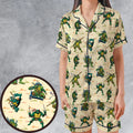 TMNT Characters Weapon Pattern Satin Short-Sleeve Pajamas Set