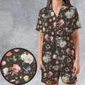 Stormtrooper Flower Vintage Pattern Satin Short-Sleeve Pajamas Set