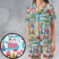 It's Small World Map Satin Short-Sleeve Pajamas Set