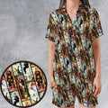 Haunted Mansion Vintage Stretch Pattern Satin Short-Sleeve Pajamas Set